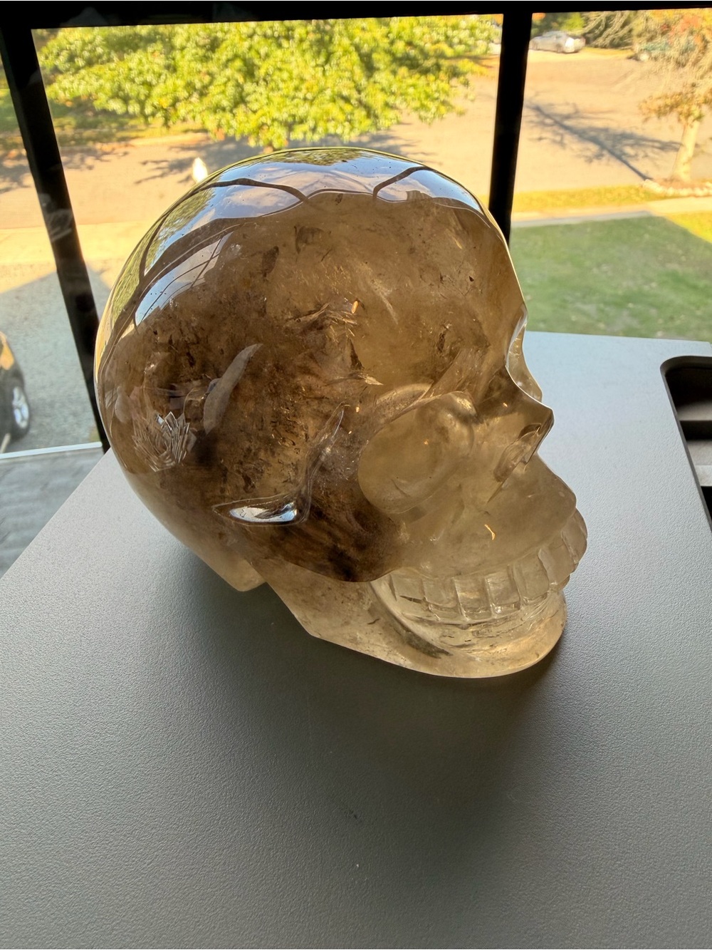 Smoky Quartz Crystal Skull Sculpture - Decorative Home Art - Picture 2 of 3